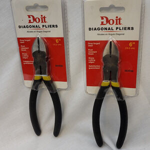 2 Pair "Do It" Brand Diagonal Pliers 6" Rubber Handle Rust Resist Sharp Cutters